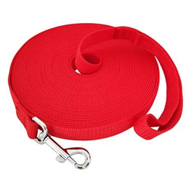 Imagem de TAIDA 20 pés 30 pés 40 pés 127 m Nylon Longo Treinamento Cachorro Coleira para Cães Pequenos Médio Grande, Longa Correia Cão/Puppy Chumbo para Obediência Treinamento de Lembrança, Acampamento ou Quintal, 1 polegada de larguraTaida 50 FOOT vermelho