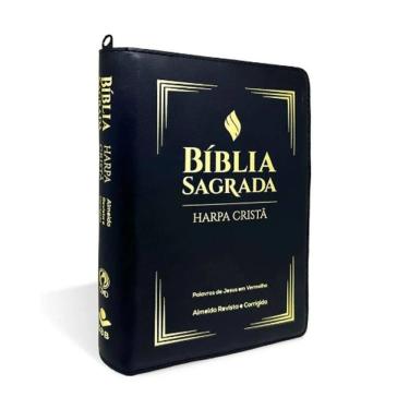 Imagem de Bíblia Grande Harpa Cristã Zíper Letra Grande Preta PJV
