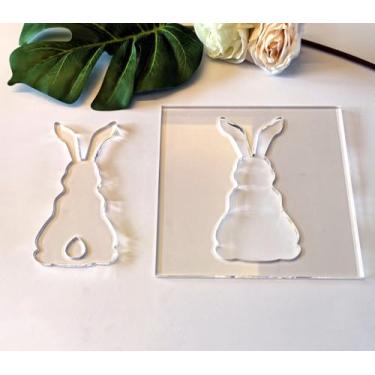 Imagem de Modelo de roteador de acrílico coelho, estêncil de madeira de acrílico transparente de 1/10.2 cm, ferramenta de incrustação reutilizável em forma de coelho para tábuas de charcutaria, placas e