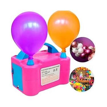 Imagem de Inflador Elétrico de Balões, Rosa e Azul, 600W, 110V, Bomba Dupla para Festas, 20x14x14cm