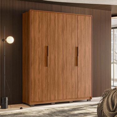 Imagem de Guarda Roupa Casal Attore Ambiente 4 Portas Nogueira Touch com pés Demóbile - Demartêz