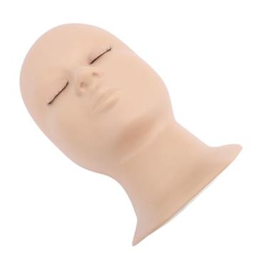Imagem de Dioche Cabeça de Manequim de Cílios de Silicone Destacável, Modelo de Treinamento de Cílios de Pálpebra de Dobra única para Prática de Maquiagem, Cor Pele, Ferramenta de Beleza