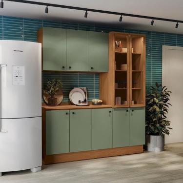 Imagem de Armário De Cozinha Compacta 192cm Canela/verde Frevo Pixel Kappesberg