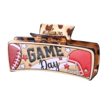 Imagem de Clipes de cabelo de dia de jogo de futebol para mulheres grandes antiderrapantes garras de cabelo de acrílico tartaruga, acessórios para o dia do jogo, roupas esportivas, time, dia espiritual,