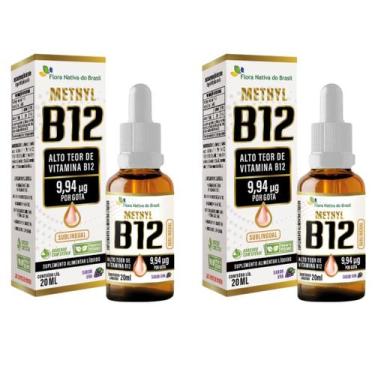 Imagem de 2X Vitamina B12 Sublingual Sabor Uva 9,94ug p/gotas 20ml Flora Nativa 
