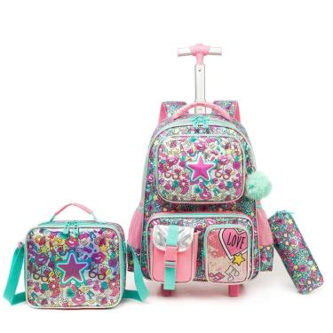 Imagem de Kit Escolar Mochila De Rodinhas Lequeen Reforçado-Unissex