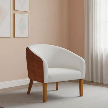 Imagem de Poltrona Sala Stella Pé Madeira Trapézio Sintético PU Nozes Bouclê D03