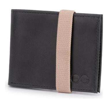 Imagem de Carteira Masculina Slim Pequena Elástico Luxo Couro Legítimo - Ello Gr