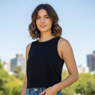 Imagem de Cropped Feminino Liso Gola Careca- Habana, G, Preto