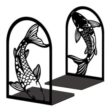 Imagem de Peacoblue Suportes de livros de metal para prateleiras, tampas de livros de estudo resistentes decorativas modernas para escritório, mesa, prateleira, sala 13,5 x 10,9 x 20 cm de ferro fundido simples