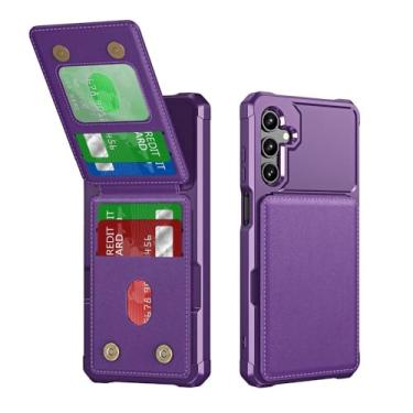 Imagem de Capa para celular com suporte para cartão, roxa, para Samsung Galaxy S25 Ultra S24 FE S23 S21 S22 A56 A36 A26 A16 A55 A35 A15 A54 A34 A23 5G A05 A05S 4G, para Galaxy A14 4G