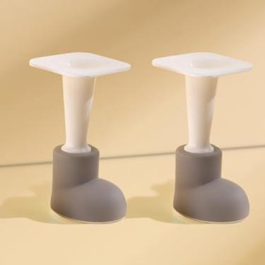 Imagem de Pacote com 2 batentes de porta de borracha, autoadesivo fofo em forma de bota, sem batente de porta magnético, suporte de porta de casa, não precisa perfurar, branco e cinza