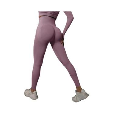 Imagem de Leggings De Yoga Femininas De Cintura Alta, Levanta Bumbum, Sem Costur