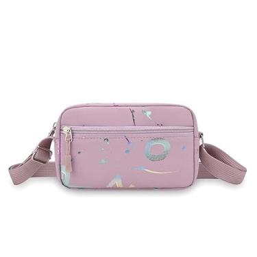 Imagem de Bolsa tiracolo feminina casual pequena bolsa de telefone carteira com alça de ombro ajustável leve à prova d'água bolsa de ombro de nylon, Roxa