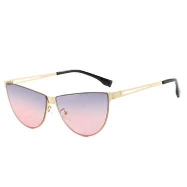 Imagem de Óculos de Sol Metálicos Estilo Olho de Gato Unissex Punk com Proteção UV400 para Esportes ao Ar Livre, Corrida e Ciclismo, nas Cores Dourado, Cinza e Rosa