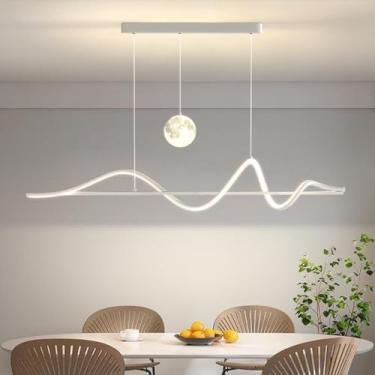Imagem de Lustre moderno de LED para sala de jantar, dimerizável (3000k~6500k), com controle remoto, formato espiral preto, luminária pendente com altura ajustável e cúpula de vidro, ideal para cozinh