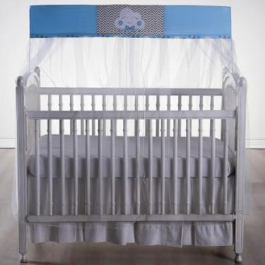 Imagem de Mosquiteiro para Berço Americano com Bando em Tule, Rede de Proteção para Bebê (LUA AZUL)