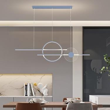 Imagem de Luminária pendente LED regulável, moderna, para mesa de jantar, com controle remoto, altura ajustável, 38W, lustre para sala de jantar, quarto, cozinha e escritório (cinza-azulado)