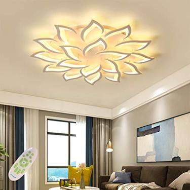 Imagem de Luminária de teto LED moderna e criativa, com controle inteligente de intensidade de luz, formato de flor e cúpula de acrílico branco, ideal para quartos infantis e de meninos e meninas. Pos