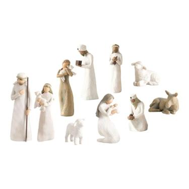 Imagem de Wswqop Conjunto de Figuras para Presépio, Linda Decoração Artesanal, Ornamento Do Nascimento de Jesus, 10 PCS, Tamanho real
