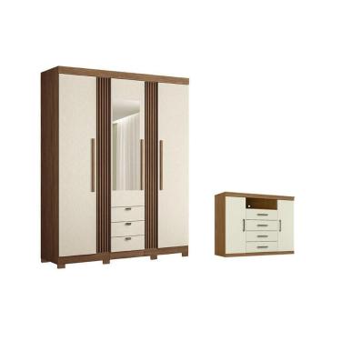 Imagem de Guarda Roupa +1cômoda Qc235 Jatoba/areia - Santos Andirá