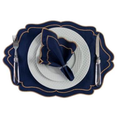 Imagem de Kit 12 Pçs 6 Lugares Mesa Posta Sousplat Jogo Americano Realeza Bordad