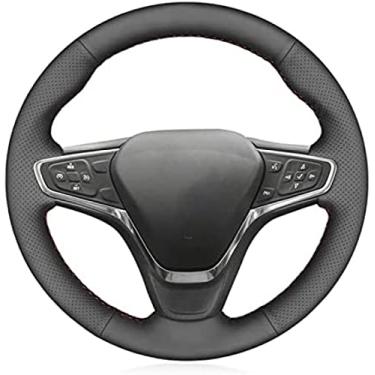Imagem de Capa de volante de carro de couro preto, para Chevrolet Malibu XL 2015-2019 Equinox 2017 2018, para Buick Velite 2017, linha amarela