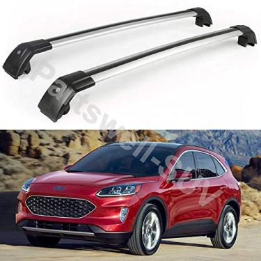 Imagem de YiXi-Partswell 2 peças de rack de teto travável barras transversais bagageiro alumínio adequado para todos os novos Ford Escape 2020 - prata