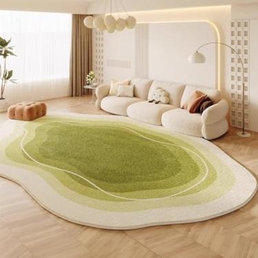 Imagem de Tapete ultra macio, confortável, textura ombré, formato irregular, sala de estar, grande, verde, branco, moderno, estilo único, tapete decorativo para jantar, cozinha, quarto, casa, escritório