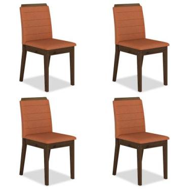 Imagem de Kit 4 Cadeiras Estofadas Cairo Imbuia/terracota - Móveis Arapongas - M