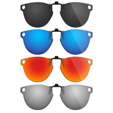 Imagem de Fiskr Óculos de sol polarizados clip-on com proteção UV antirreflexo para Ray-Ban Meta Headliner RW4009 e Gen 2 RW4013 50 mm - Ajuste compacto - Preto clássico e prata metálico e azul gelo e vermelho