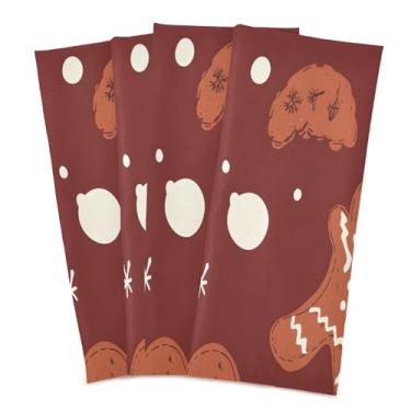 Imagem de xigua Conjunto de 4 panos de prato de cozinha de biscoitos de gengibre, macios e altamente absorventes de secagem rápida para limpeza de pratos e limpeza manual, 71 x 45 cm