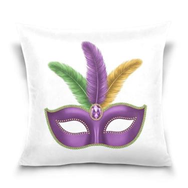 Imagem de ATTX Capas de almofada de máscara de carnaval 50 x 50 cm decorativas com zíper para sala de estar sofá-cama (160)