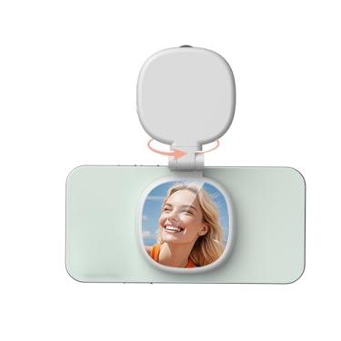 Imagem de Bewinner Luz Magnética para Selfie de Telefone Com Espelho de Maquiagem, Luz de Preenchimento LED Recarregável Com 3 Modos de Cor e Mostrador Regulável, Clipe Giratório de 360° Nas Luzes (Branca)