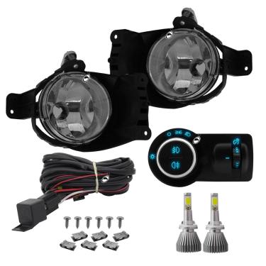 Imagem de Kit Farol Milha Onix 2012 até 2014 Prisma Cobalt Spin 2013 até 2015 Botão Painel Bipartido Azul + Kit Led