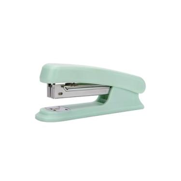 Imagem de Grampeador de mesa pequeno, compacto, leve, fácil de pressionar, antiderrapante, estável, ação suave, mínima, uso na mesa, verde