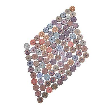 Imagem de YOUTHINK Botões de Madeira Em Forma de Flor, Acessórios de Artesanato Estilo retrô de 100 Peças para Costurar Jaquetas, Chapéus, Roupas