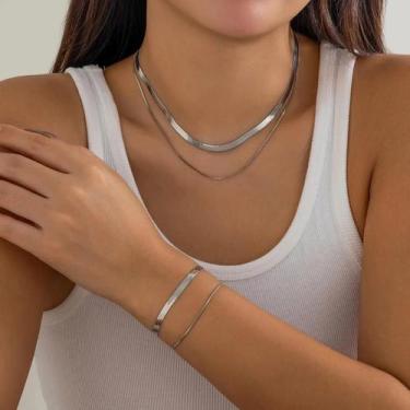 Imagem de Conjunto De Colar E Pulseira Feminino Vintage Gótico Com Corrente De C