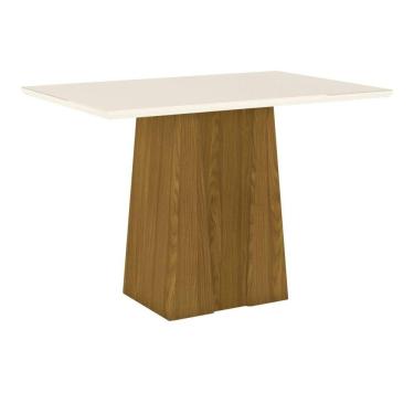 Imagem de Mesa De Jantar Tampo Mdf Canto Reto 120 Cm Orus Henn Nature Com Off White