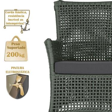 Imagem de 2 Sofás área Externa Igapó Alumínio Marrom Corda Náutica E11 Verde