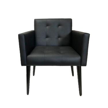 Imagem de Poltrona Luca Plus Ideal Sala De Recepção Em Tecido Sintético - Preto - Cor: Preto
