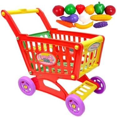 Imagem de Mini Carrinho de Mercado Compras +Frutas Verduras Brinquedo - Futuro