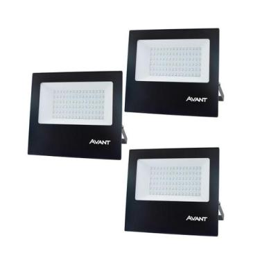 Imagem de Refletor Avant Led 100W Bivolt Preto 6500K 3 Unidades