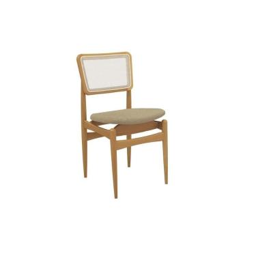 Imagem de Cadeira Sala De Jantar Stela 1cmm013ca Premium Madeira Maciça 1 Un Carvalho-boucle Bege-tela Bege - Kappesberg