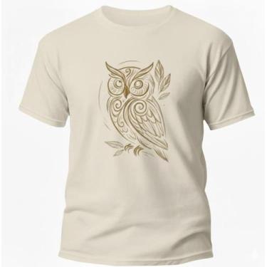 Imagem de Camiseta Lisa Estampada Coruja Camisa Algodão 100 30.1 Básica Preto Pr