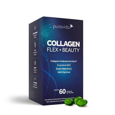 Imagem de Collagen Flex Beauty Colágeno Tipo 2 MSM Ácido Hialurônico COQ10 60 cáps Puravida-Unissex