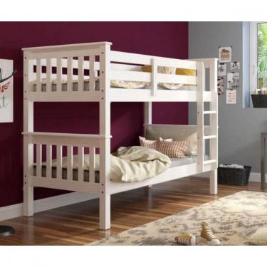 Imagem de Beliche Madeira Maciça Com Escada Fixa Branco