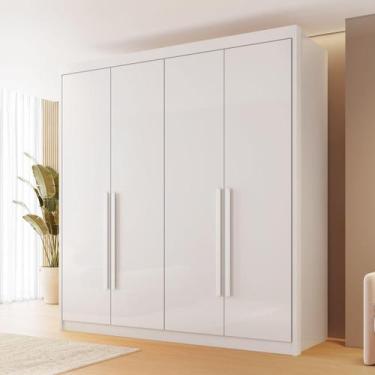 Imagem de Guarda Roupa Casal MDF 4 Portas 4 Gavetas Bergamo Branco - Conquista M