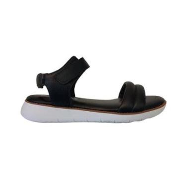 Imagem de Sandália Papete Ortopédica Preta em Couro Velcro Conforto-Feminino