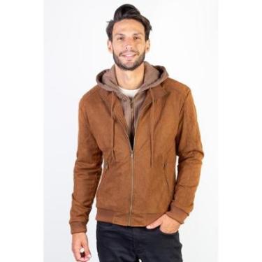 Imagem de Jaqueta suede capuz e gola moletom removível 91391-Masculino